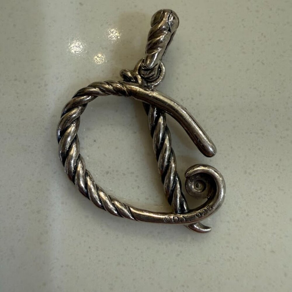 David Yurman Diamond Script Initial D Pendant - image 3